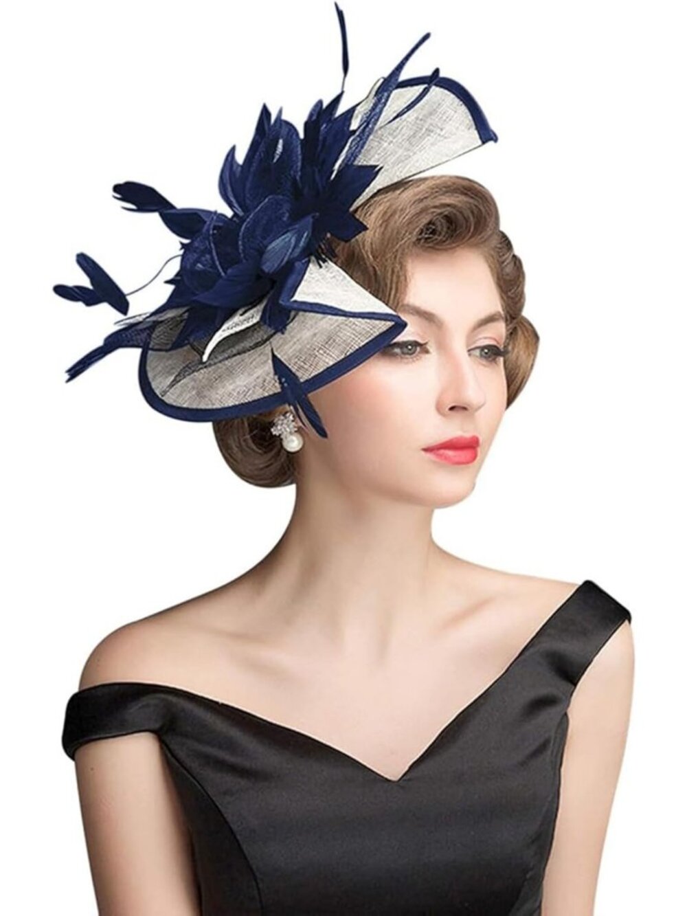 Elegant Women's Fascinator Headpiece with Feathers & Flowers for Derby, Tea